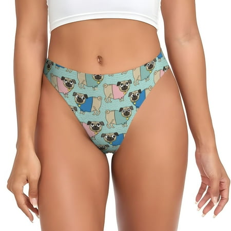 Qokaie Colorful Pugs Printed Women s Cotton Thong Underwear  Sexy Breathable Panties G-string-4X-Large