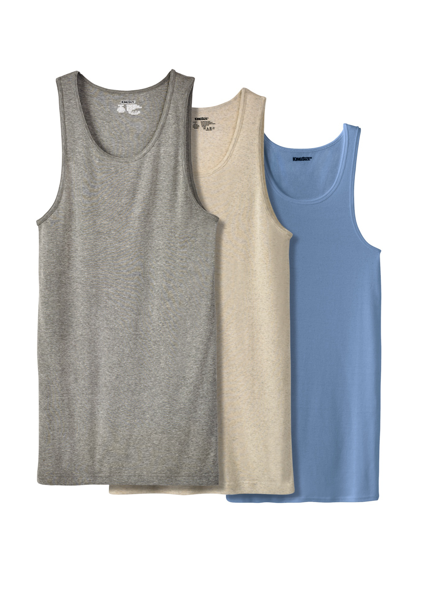 KingSize Men's Big & Tall 3-Pack Ribbed Cotton Tank Undershirt