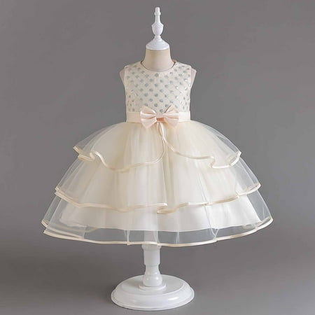 

uublik Girls Tutu Skirt Sleeveless Embroidery Mesh Gauze Dress Going Out Dresses