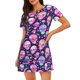 thumbnail image 1 of Disketp Skull mushroom colorful cute para Camisón Corto de Manga Corta para Mujeres, Camisón Cómodo con Escote Redondo, Bonito y Confortable, 1 of 6
