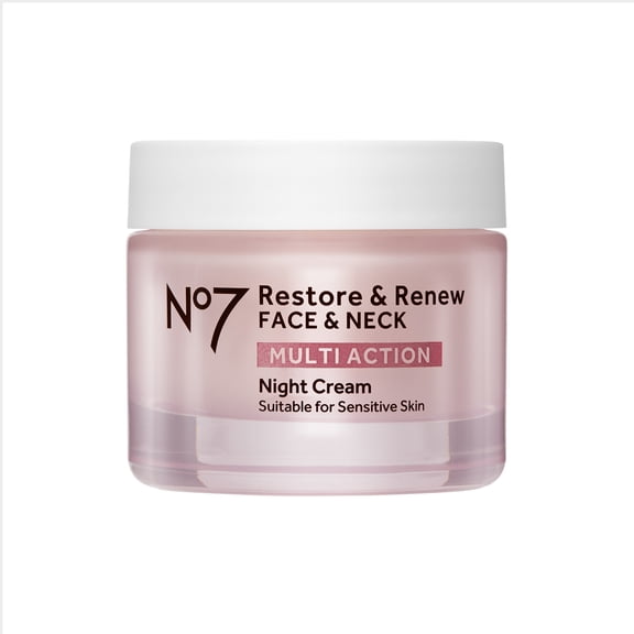 No7 Restore & Renew Face & Neck Multi Action Fragrance Free Night Cream 1.69 fl oz