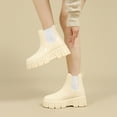 thumbnail image 3 of Mepaouo Women's Short Rain Boots Rubber Waterproof Elastic Slip on Chelsea Ankle Garden Shoes(Beige,8), 3 of 7
