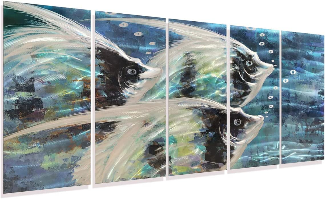 bafwm RICHSPACE ARTS Metal Nautical Wall Decor Blue Wave Coastal Wall