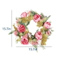 thumbnail image 3 of HongHeng Lighted Peony Wreath Rose Floral Twig Wreath 15 Inch Handmade Vintage Artificial Flowers Garland Front Door Wreath Beautiful Silk for Spring and Summer Wreath Display, 3 of 7