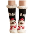 thumbnail image 4 of Womens Socks Christmas Winter Warm Fluffy Cute Long Socks Funny Xmas Gift Holiday Cozy Soft Merry Christmas Christmas Socks Black One Size, 4 of 4