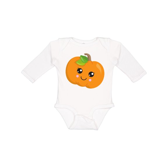 Inktastic Smiling Pumpkin, Orange Pumpkin, Halloween Boys or Girls Long Sleeve Baby Bodysuit