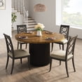 thumbnail image 2 of Round Dining Table with Fluted Base, MDF+PB Board Kitchen Table, Black/Vintage/Grey, 2 of 8