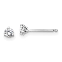 14k White Gold 1/10 Carat Total Weight Round SI1 SI2 G H I Lab Grown Diamond 3 Prong Stud Post Earrings Jewelry for Wome