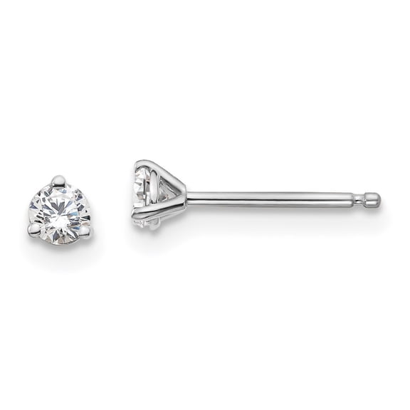 14k White Gold 1/10 Carat Total Weight Round SI1 SI2 G H I Lab Grown Diamond 3 Prong Stud Post Earrings Jewelry for Wome
