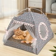 thumbnail image 5 of Tvtnvo Pet Nest Foldable Semi Enclosed Yurt Pet Tent Dog House Removable Washable Mat Breathable Polyester for All Seasons Indoor Use for Small Dogs and Pets Easy To Store and Carry Gray 14.6 in, 5 of 6
