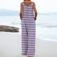 thumbnail image 7 of BLVB Women Overalls Sleeveless Striped Jumpsuits Wide Leg Bib Pants Rompers Summer Beach Outfits with Pockets, 7 of 7