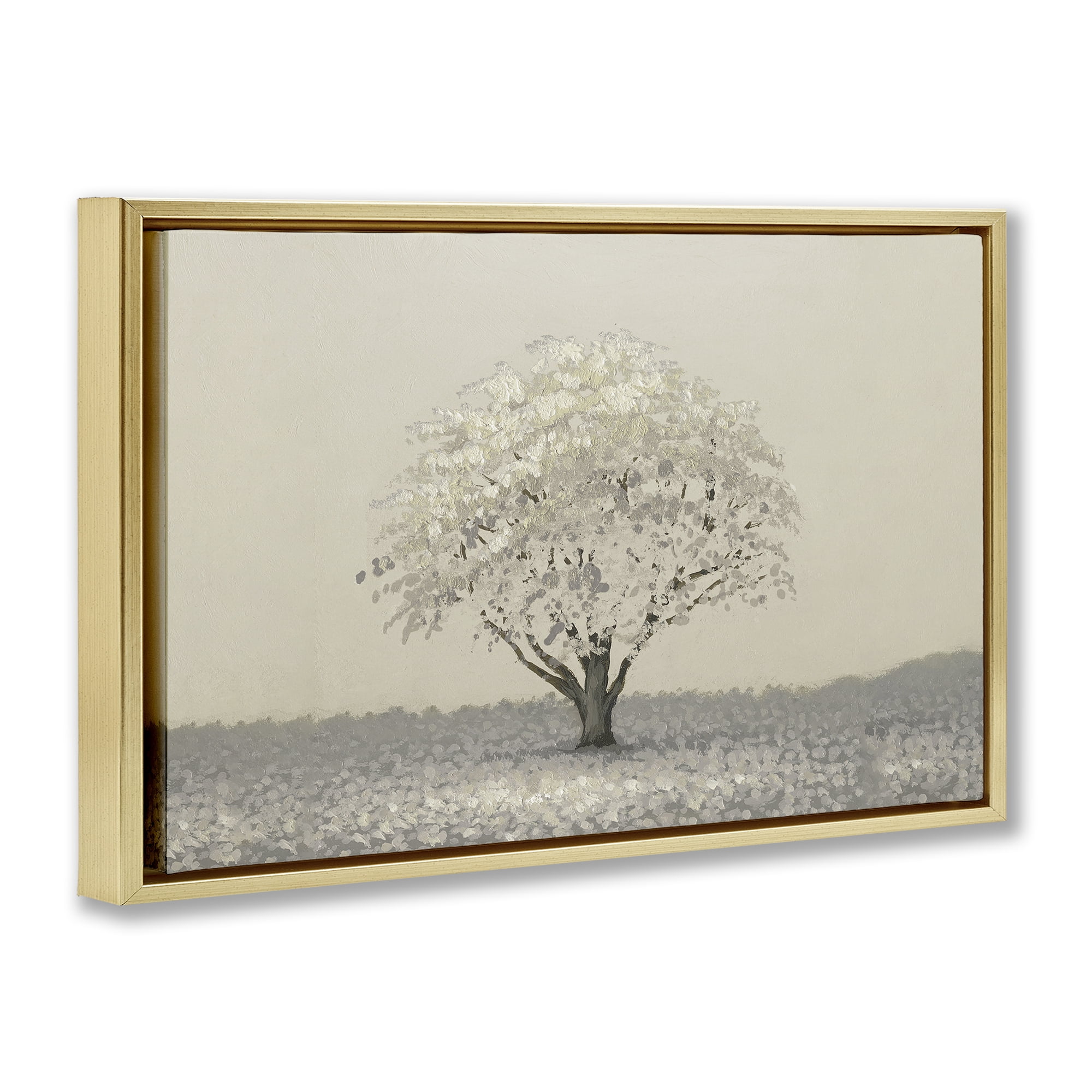 Stupell Industries Neutral Radiance Tree Gold Framed Floater Canvas Wall Art, design by Michael Marcon