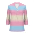 thumbnail image 5 of Miluxas 3/4 Sleeve Tops for Women Henley Neck Shirts Elbow Sleeve Casual Tshirts Pink XL(XL), 5 of 5