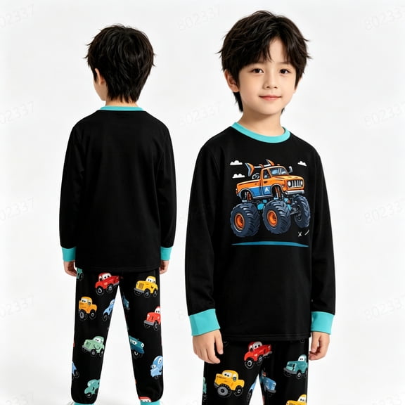 KEXE Baby Boy Clothes Funny Printed Long Sleeve Top Trousers Set
