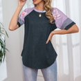 thumbnail image 2 of Gibobby Blusas Termicas Dama Blusa de mujer de manga corta estampada con cuello redondo y costuras redondas sexy para mujer（Gris， L), 2 of 4