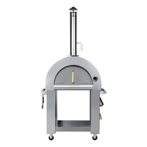 Pemberly Row 32 in.Outdoor Wood Fired Pizza Oven in Stainless Steel