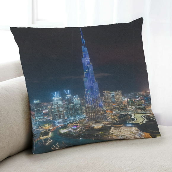 Ahgly Company Sites Burj Khalifa Indoor Throw Pillow, 18 inch by 18 inch