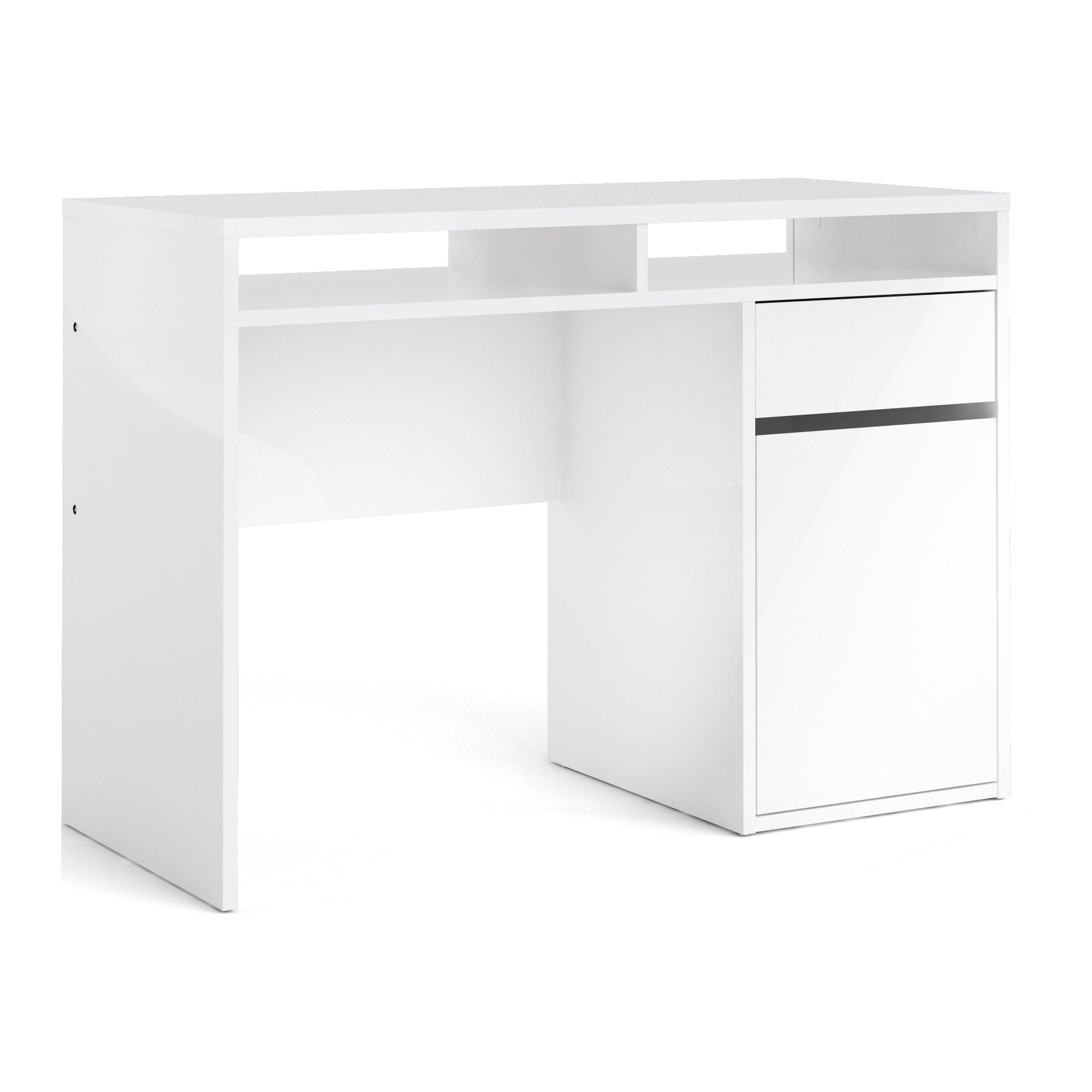 Willis 1 Drawer, 1 Door Desk, White High Gloss