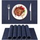 thumbnail image 1 of Navy Blue Placemats Set of 6 - Wipeable, Non-Slip, Heat Resistant, 1 of 4