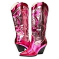 thumbnail image 5 of Cape Robbin Women Cowgirl Cowboy Western Knee High Boots Pointy Toe Stacked High Heel JULIANA Multi Pink Fuchsia 6.5, 5 of 5