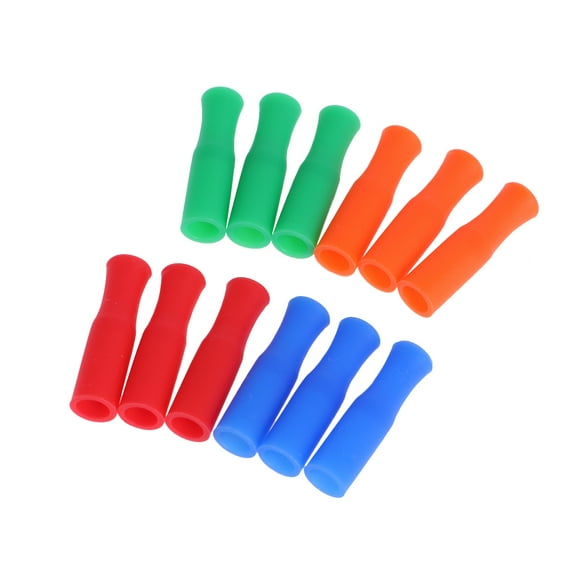 Melantax 12 Pack Silicone Straw Tips Multicolor Food Grade Straw Tip Covers (Random Colors)