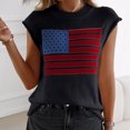 thumbnail image 5 of Women Tank Knit Tops Tshirts American Flag Tshirt Round Neck Blouses Summer Clothing Fashion Tee, 5 of 6
