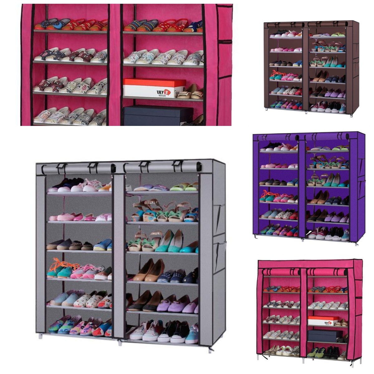 Goorabbit 6 Layers 12 Lattices Shoe Rack Space Saving Shoe Storage Rack