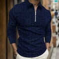 thumbnail image 2 of Ketyyh-chn99 Men's Long Sleeve Polo Shirt Casual Slim Fit Shirts Solid Color Patchwork T Shirts Cotton Tops Navy,M, 2 of 4