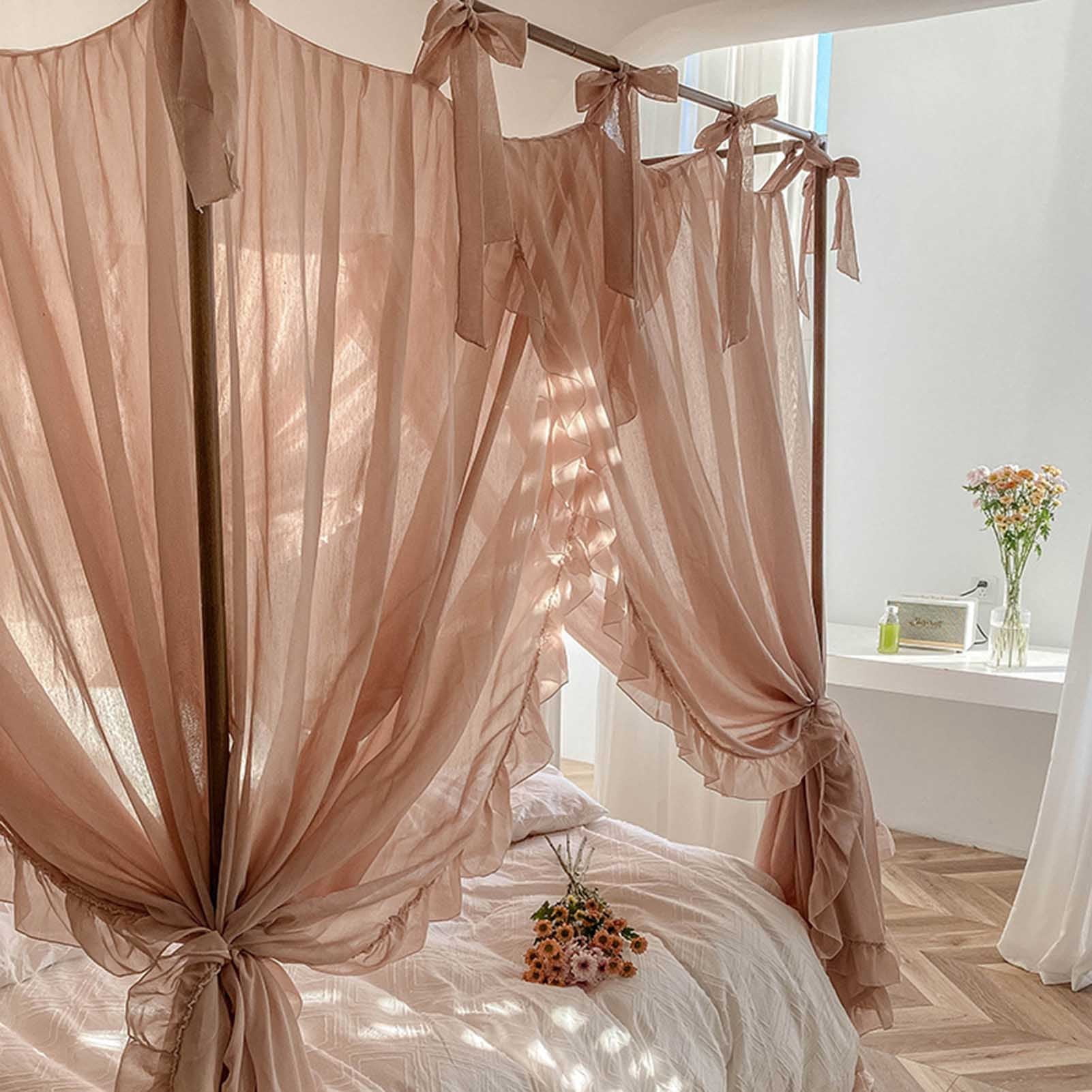 Canopy Bed Curtains with Canopy Frame,Bed Drapes Mosquito Net for Bed,4 Poster Bed Canopy for Girls Bedroom Decoration Accessories