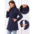 thumbnail image 2 of DARING DIVA Women's Winter Trench Stand Collar Pea Double Breasted Overcoat XL Dark Blue, 2 of 6