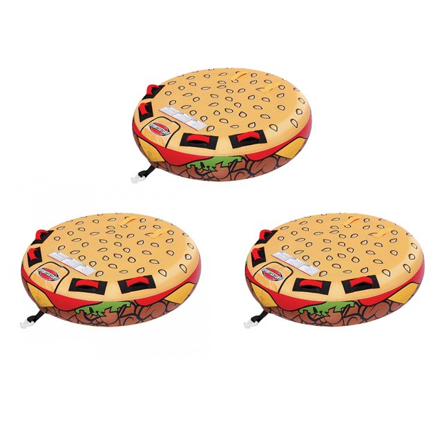 Sportsstuff 58 Inch Inflatable 2 Rider Cheeseburger Towable Lake Tube (3 Pack)