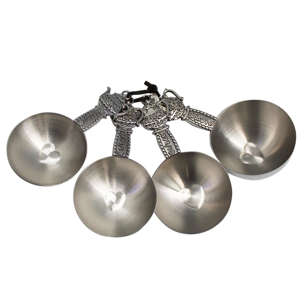 Stainless Steel Tea Time Themed Measuring Cup Set By Ganz (4 Cups)