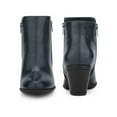 thumbnail image 2 of BLISSFUL STEP Women's Ankle Boots Mid Height Chunky Heel Round Toe Double Zipper Booties Navy Blue 7, 2 of 6