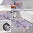 thumbnail image 6 of Kitchen Mat Rug 1 PCS Welcom Purple Flower Runner Rug Anti-Fatigue Comfort Memory Foam Standing Mat Non-Slip Floor Door Mat for Bathroom Bedroom 16x47in, 6 of 6