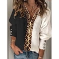thumbnail image 1 of Suéter tipo cárdigan con cremallera y estampado de leopardo a juego en blanco y negro para otoño e invierno, top de punto de manga larga sexy para mujer, 1 of 5