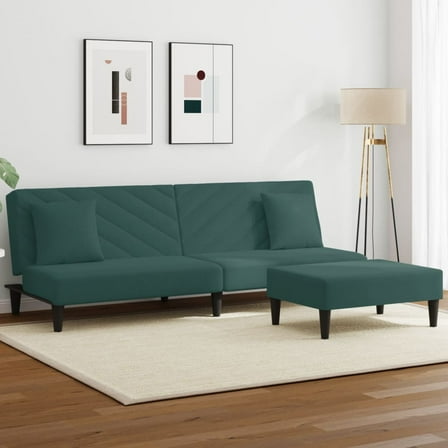 vidaXL 2 Piece Sofa Set with Pillows Dark Green Velvet