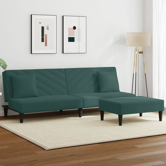 vidaXL 2 Piece Sofa Set with Pillows Dark Green Velvet