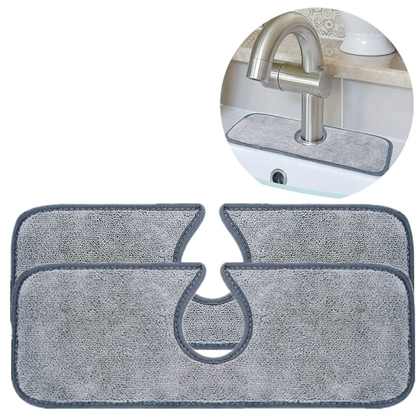 Mat De Grifo Absorbente Fregadero Protector De Salpicaduras De Microfibra Challe Splash Almohadillas De Secado De Plato Para Baño De Cocina,2/4Pcs Vogacara HA041049-01