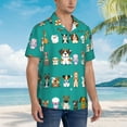 thumbnail image 5 of Fotbe Cartoon Dogs Hawaiian Shirt For Men Unisex Summer Beach Casual Short Sleeve Cotton Linen Button Down Shirts-X-Large, 5 of 9