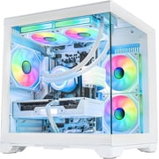 Hoengager Gaming PC Desktop -AMD Ryzen 7 5700X, GeForce RTX 5060 Ti 8G, 32GB DDR4 RAM, 2TB SSD,240 AIO, Software-controlled ARGB,Windows 11 -White