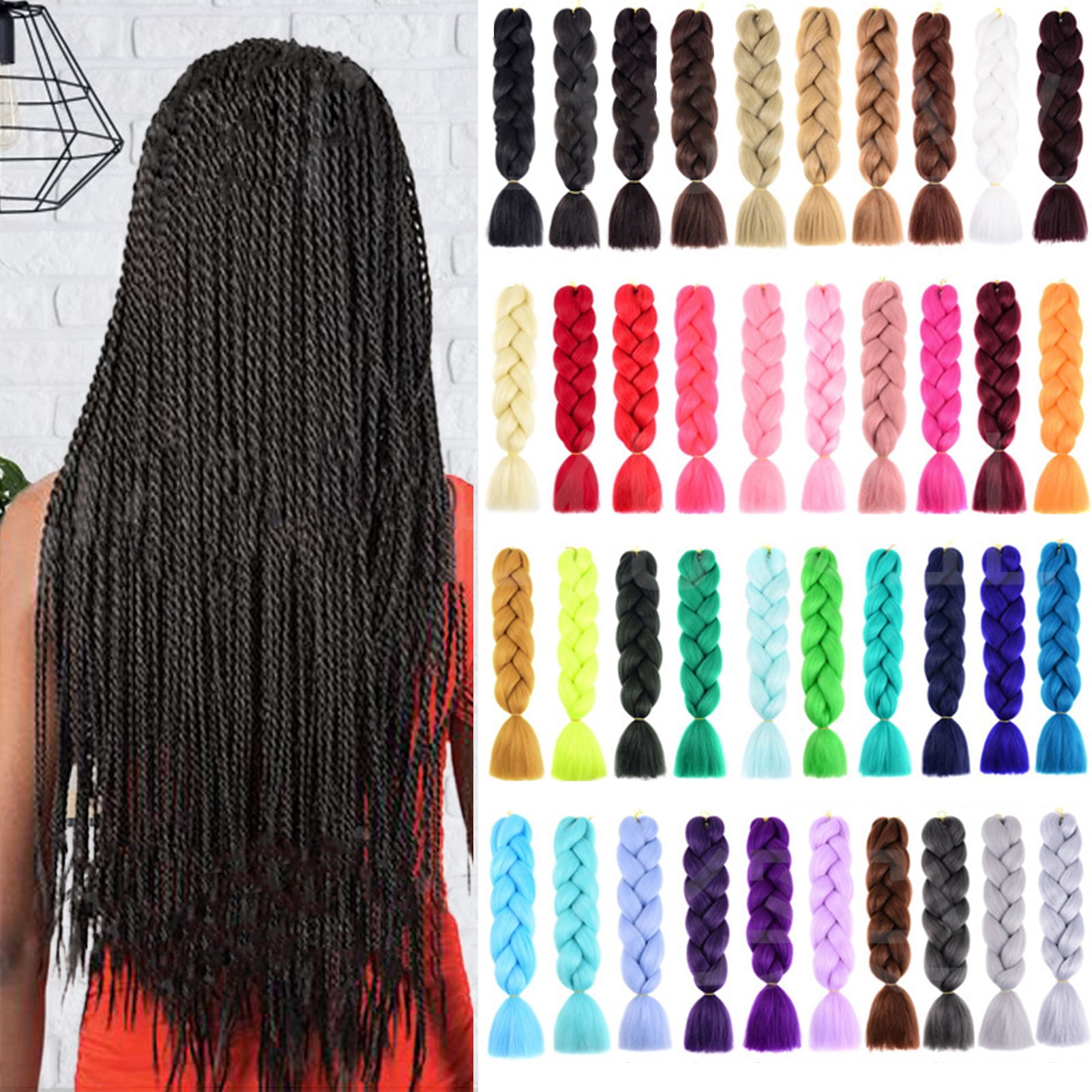 Kaesi High Temperature Fiber Simple Single Color Jumbo Braid Hair Extension  Hair Accessories - Walmart.com