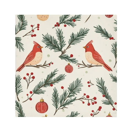 

Napkin Satin Napkin 20*20Inchx4 Kitchen Towel Dinner Plate Towel Decorative Towel Napkin Tea Towel Suitable For Kitchen Table Christmas Cute Red Bird