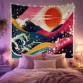 thumbnail image 2 of Starry Mountain with Snowcap and Swirling Waves, Majestic Japanese Inspired for Ocean Lovers, Coastal Landscape Art, Housewarming Gift Tapestry Wall Hanging for Bedroom and Living Room, 2 of 7