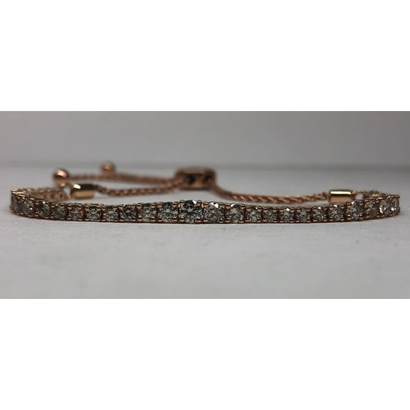 Radiant Jewelry 5 TCW Graduated Lab Created Diamond Bolo Bracelet Adjustable 14K Rose Gold Plated Sterling Silver Women’s Jewelry
