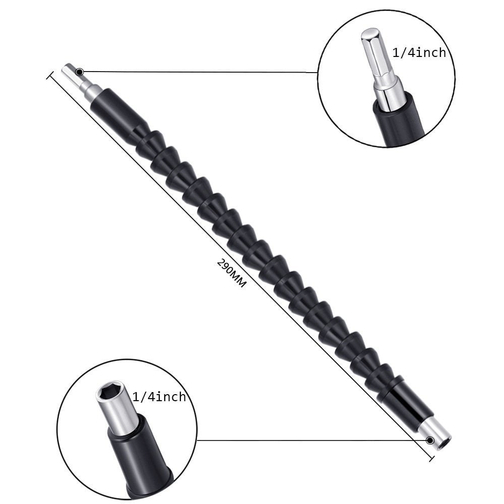 105 Right Angle Drill Adapter Flexible Shaft Extension Set 1//4/" Hex Shank K7O1