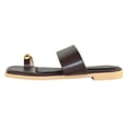 thumbnail image 2 of Berness Women’s Toe Ring Slide Sandals – Gold Accent, Cushioned Footbed, Lightweight Flat Slip-On Sandals, Minimalist Summer Slides KAMILA Dark Brown 7, 2 of 5