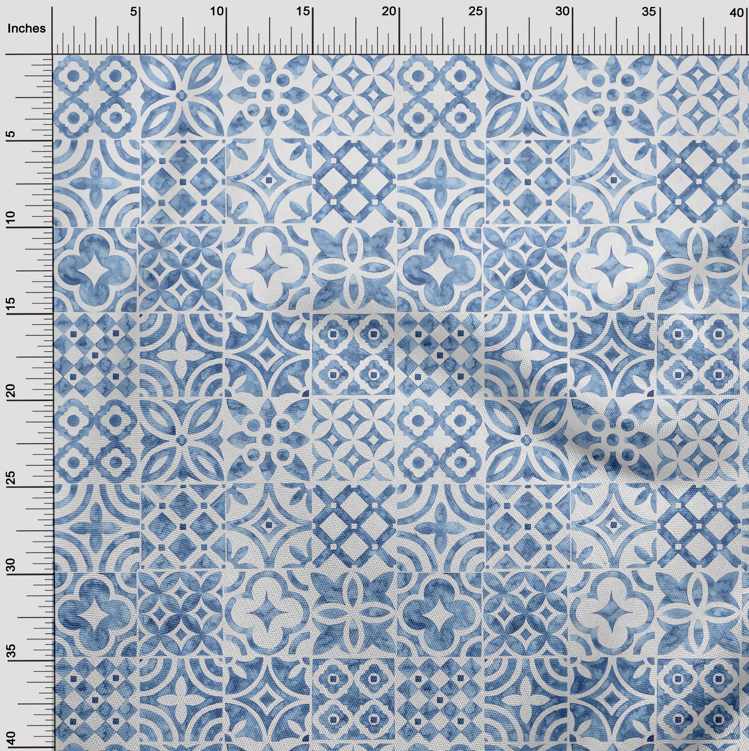 oneOone Cotton Poplin Dusty Blue Fabric Floral Fabric For Sewing Printed Craft Fabric By The Yard 56 Inch Wide