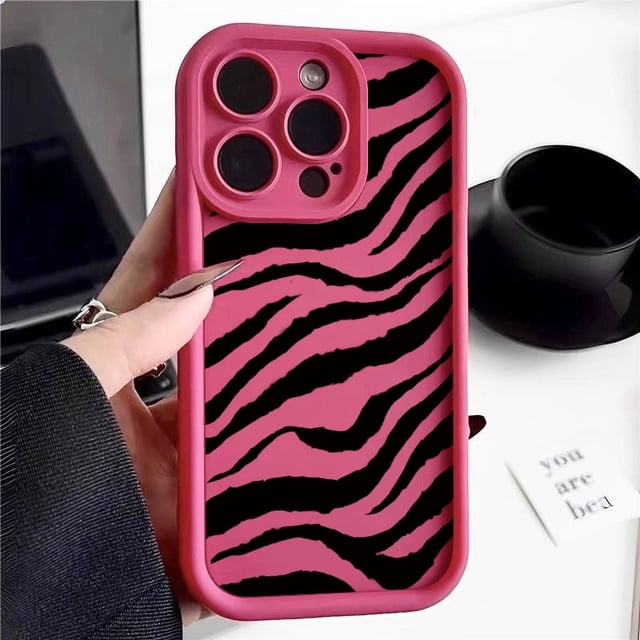 Zebra Striped Pattern Soft Case For iPhone 16 15 14 Pro Max 15 16 Plus 13 12 Pro 11 Candy Color Shockproof Silicone Phone Cover Hot Pink For iPhone 16 Plus