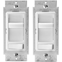 Leviton 6674-P0W SureSlide Universal 150-Watt LED and CFL/600-Watt Incandescent Dimmer, White 2 Pack
