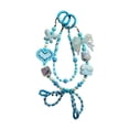 thumbnail image 4 of Llavero con cuentas, pulsera, abalorios para teléfono, decoración de corazón y lazo, llavero para coche, llavero para niños, regalo de recuerdo de Azul, 4 of 9